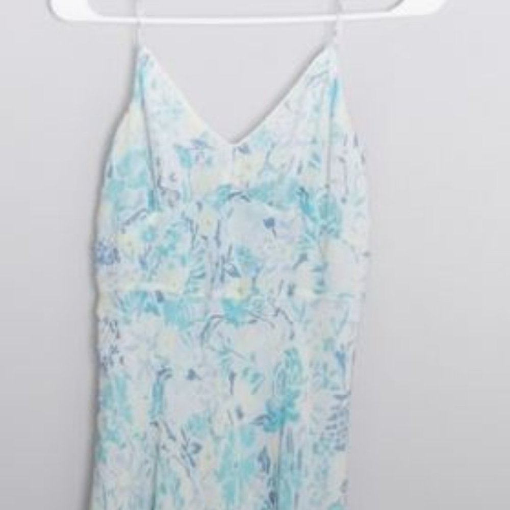Ann Taylor Petite Silk Crochet Blue Mini Dress